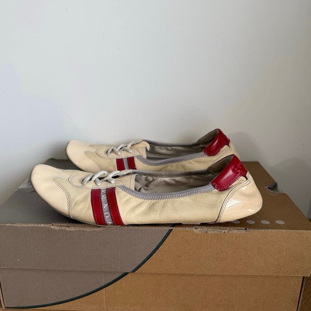Prada Sport Women Lace Up Ballet Flats- SZ 37.5 / US 7.5 - Picture 3 of 16